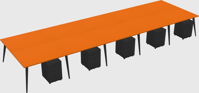 Shared rectangular office desk system