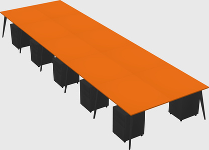 Shared rectangular office desk system