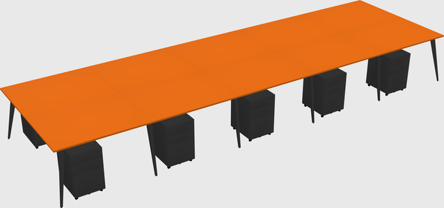 Shared rectangular office desk system