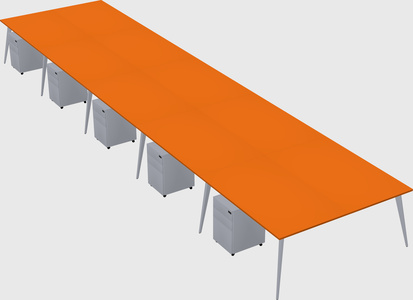 Shared rectangular office desk system