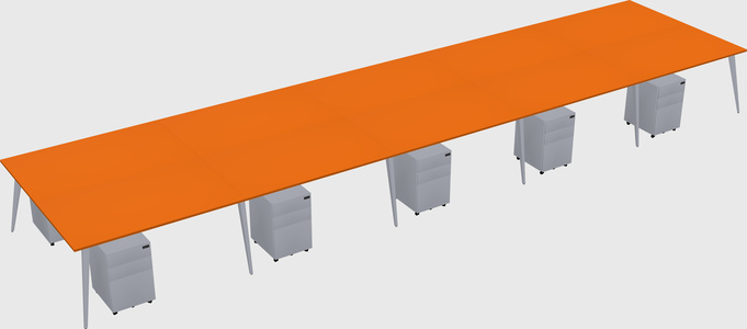 Shared rectangular office desk system