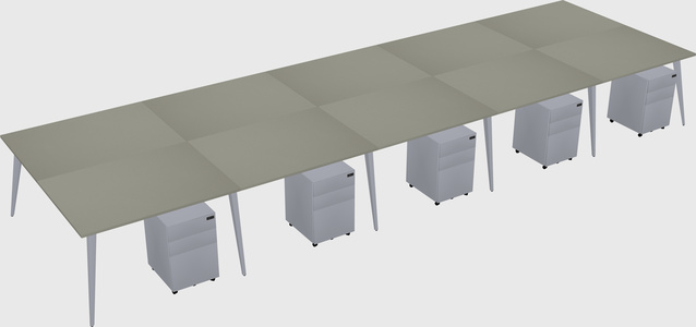 Shared rectangular office desk system