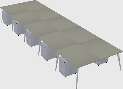 Shared rectangular office desk system