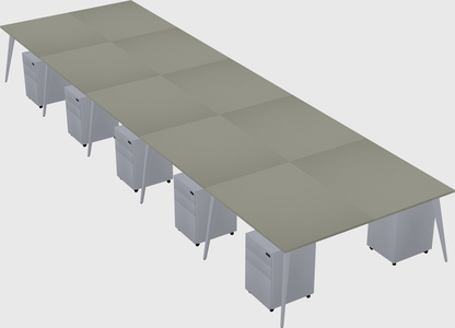 Shared rectangular office desk system