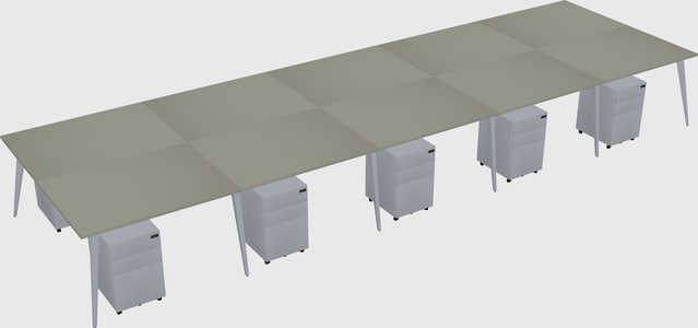 Shared rectangular office desk system