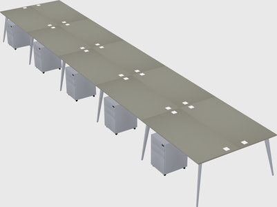 Shared rectangular office desk system