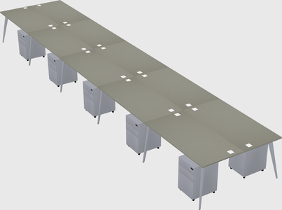 Shared rectangular office desk system