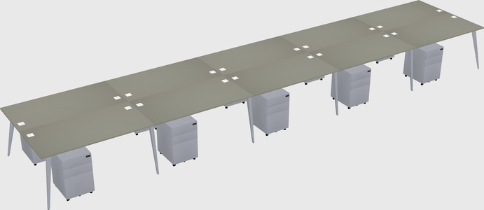 Shared rectangular office desk system
