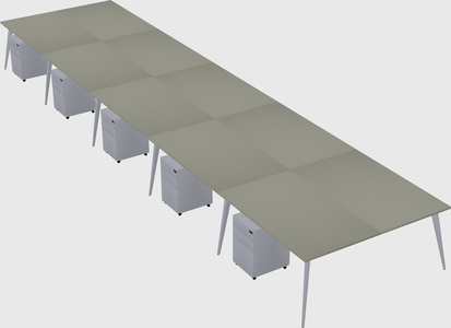 Shared rectangular office desk system