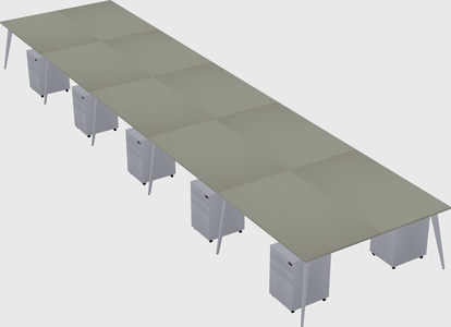 Shared rectangular office desk system