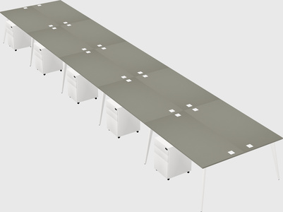 Shared rectangular office desk system