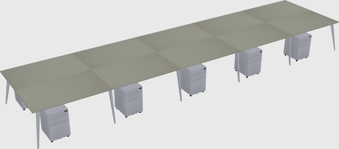 Shared rectangular office desk system