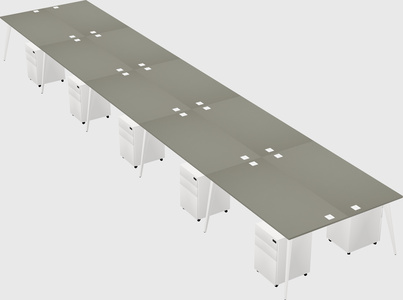 Shared rectangular office desk system