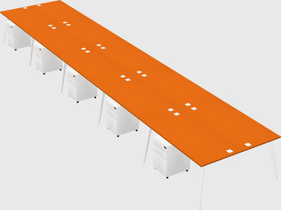 Shared rectangular office desk system