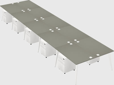 Shared rectangular office desk system