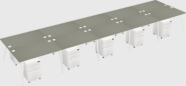 Shared rectangular office desk system