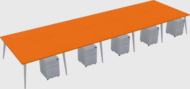 Shared rectangular office desk system