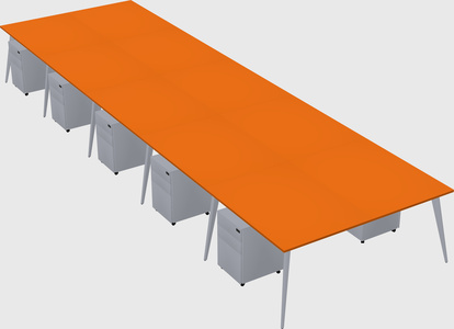 Shared rectangular office desk system