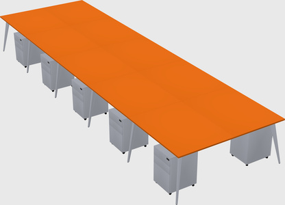 Shared rectangular office desk system