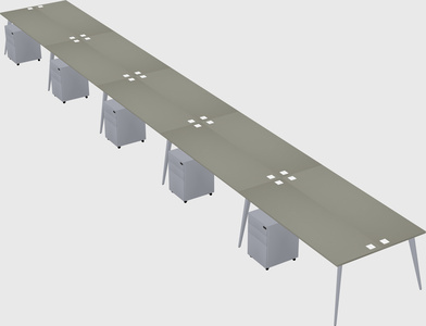 Shared rectangular office desk system