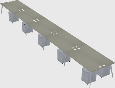 Shared rectangular office desk system