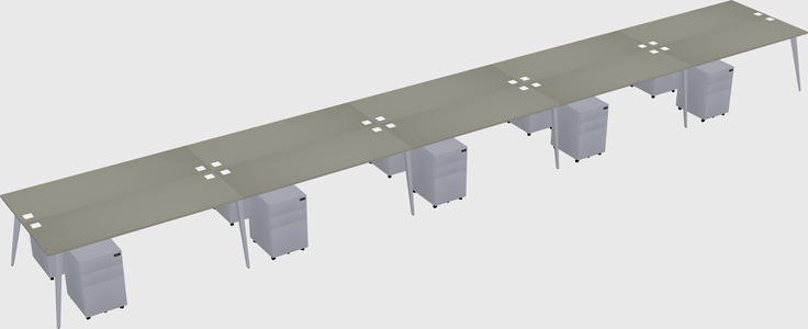 Shared rectangular office desk system