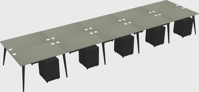 Shared rectangular office desk system