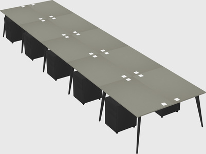 Shared rectangular office desk system