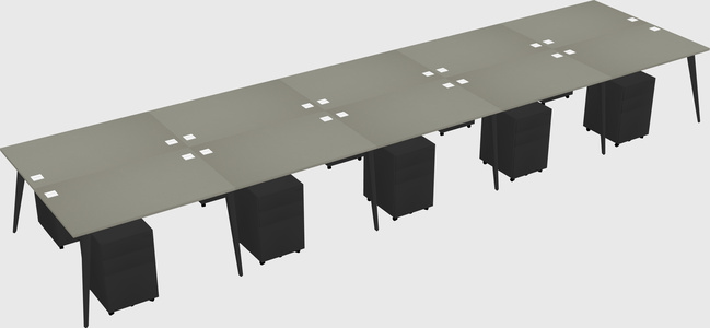 Shared rectangular office desk system