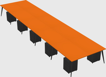 Shared rectangular office desk system