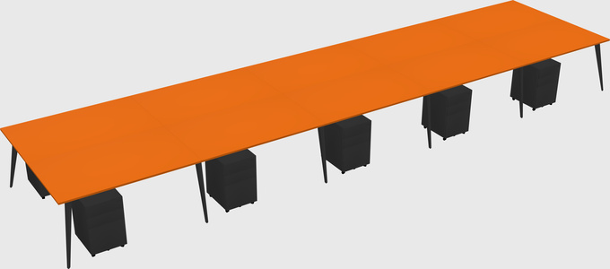 Shared rectangular office desk system