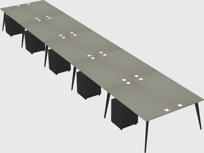 Shared rectangular office desk system