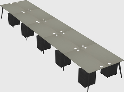 Shared rectangular office desk system