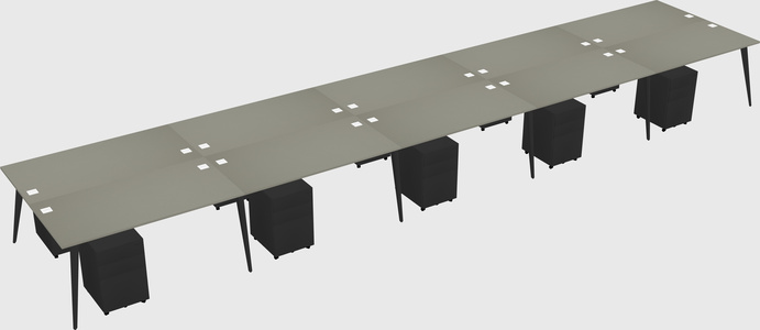 Shared rectangular office desk system