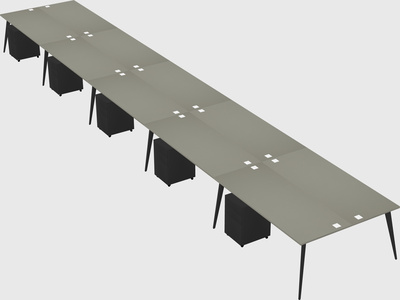 Shared rectangular office desk system