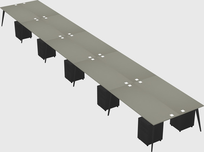 Shared rectangular office desk system