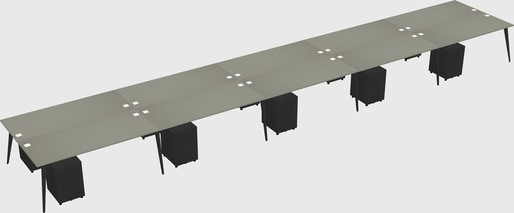 Shared rectangular office desk system
