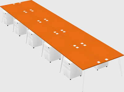 Shared rectangular office desk system