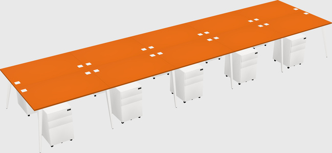 Shared rectangular office desk system
