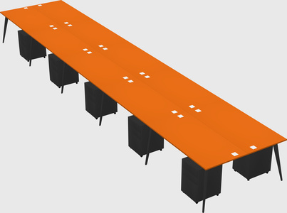 Shared rectangular office desk system
