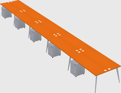 Shared rectangular office desk system