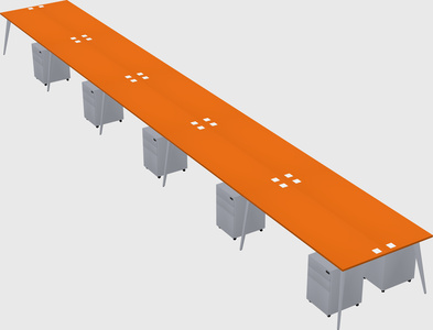 Shared rectangular office desk system