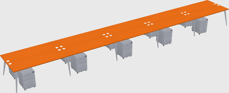 Shared rectangular office desk system