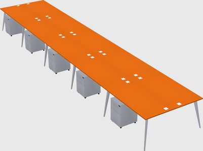 Shared rectangular office desk system