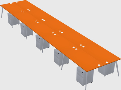 Shared rectangular office desk system