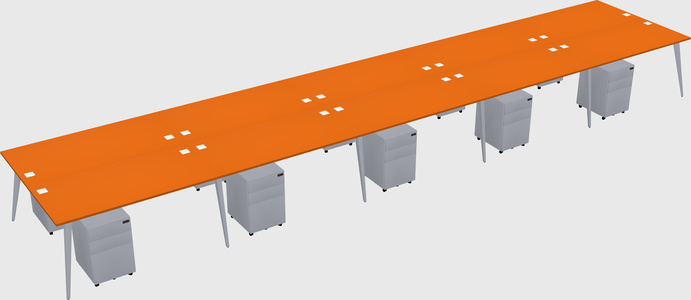 Shared rectangular office desk system