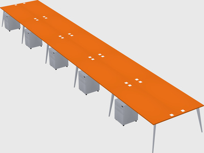Shared rectangular office desk system