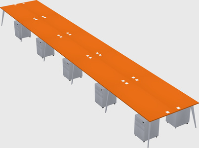 Shared rectangular office desk system