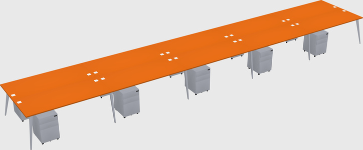 Shared rectangular office desk system