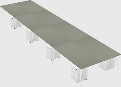 Shared rectangular office desk system